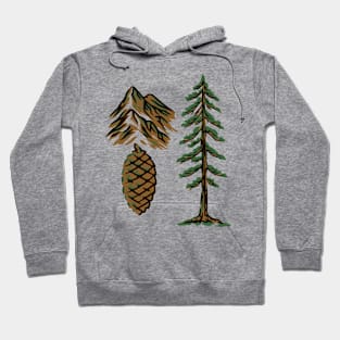 Fir Tree and Mountains Camping Fun Hoodie